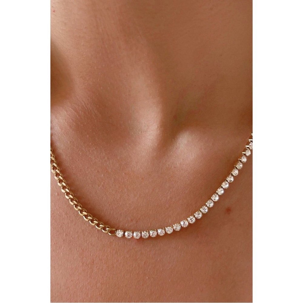 Inlaid Zircon Stainless Steel Necklace